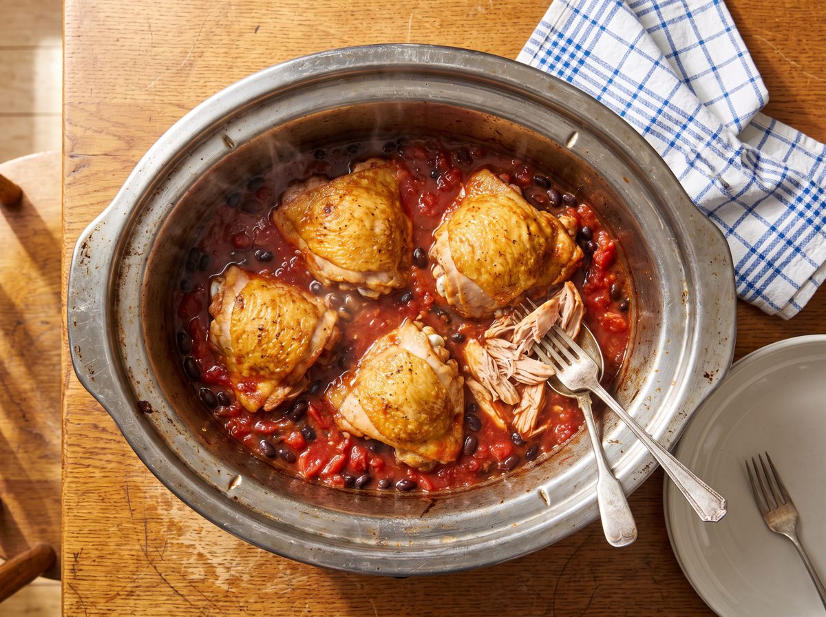 Salsa chicken in a slow cooker